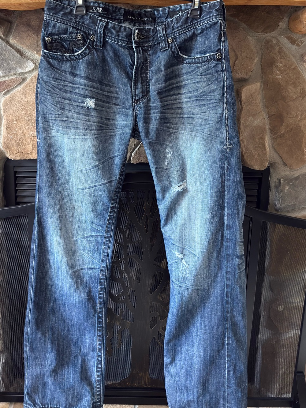 Affliction Black Premium Blake Relaxed Straight Leg w/ Embroidered Pockets - Picture 3 of 9